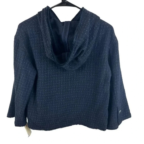 Marella Tweed Hooded Pullover Jacket Midnight Blue - Picture 4 of 16